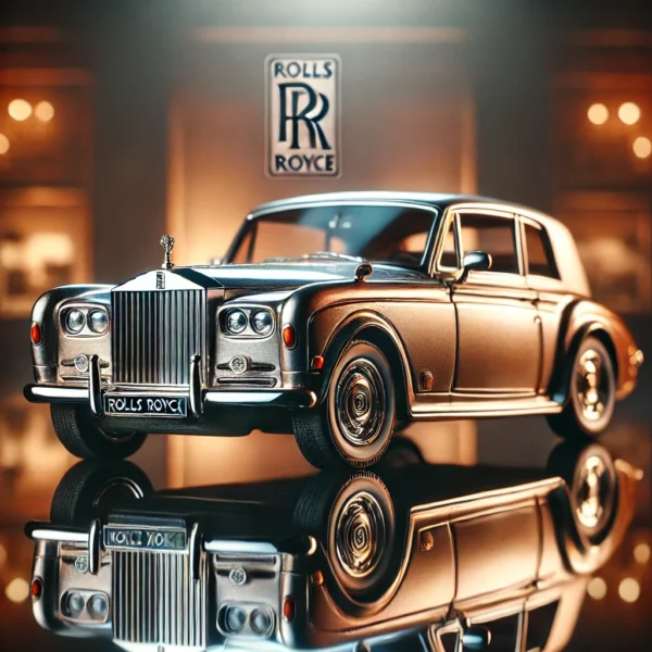 metal Rolls Royce toy car with openable doors, pull-back mechanism, and light and music features, perfect for collectors and car enthusiasts.