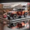 1:36 scale die-cast metal Mahindra Thar toy car with openable doors and pull-back action, perfect for collectors and car enthusiasts.